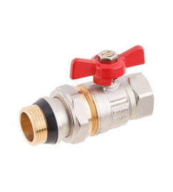 Кран шаровый 1" нар.-вн. бабочка (со сгоном и уплотнительным кольцом) PN40 AV Engineering AVE095001