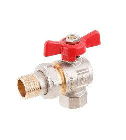 Кран шаровый угловой 1/2" нар.-вн. бабочка (со сгоном) PN40 AV Engineering AVE094012E