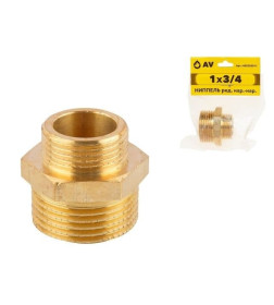 Ниппель переходной  1"х3/4" нар.-нар., латунь,  AV Engineering 