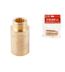 Удлинитель  1/2" вн.-нар. х 40 мм, латунь,  AV Engineering (инд. упак.)
