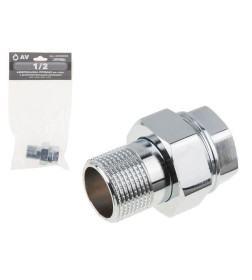 Американка прямая  1/2" вн.-нар. (хром, с уплотн. кольцом) AV Engineering 