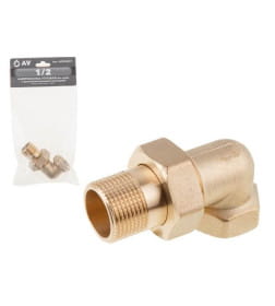 Американка угловая  1/2" вн.-нар. с уплотн. кольцом, латунь, AV Engineering 