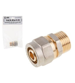 Ниппель для труб PEX 16(2.0) х 1/2" нар. AV Engineering AVE309004