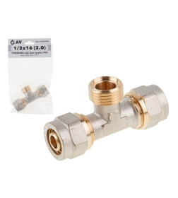 Тройник для труб PEX 16(2.0) х 1/2" нар. х 16(2.0) AV Engineering AVE309008