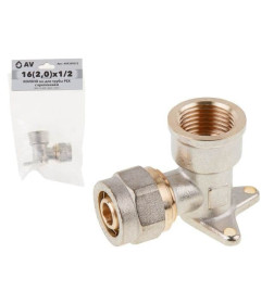 Колено для труб PEX 16(2.0) х 1/2" вн. с креплением AV Engineering AVE309012