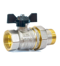 Кран шаровый 1/2" нар.-вн. бабочка (со сгоном) PN40 LD LD.47.306.15