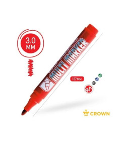 Маркер промышл. перманентный фетровый красный CROWN MULTI MARKER (толщ. линии 3.0 мм. Цвет красный) (CROWN маркеры)