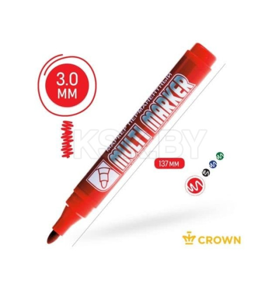 Маркер промышл. перманентный фетровый красный CROWN MULTI MARKER (толщ. линии 3.0 мм. Цвет красный) (CROWN маркеры) (CPM-800Red) 