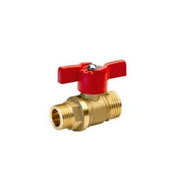 Кран шаровой 1/2" нар. х 3/4" нар. бабочка PN1,6 МПа, 11Б27п7, Цветлит