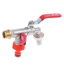 Кран водоразборный 1/2" нар. настенный со штуцером (вход 1/2" х выход 3/4" х выход 3/4") AV Engineering AVE167003