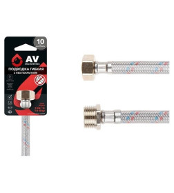 Подводка гибкая, ПВХ, гайка 1/2" - штуцер 1/2" 60см AV Engineering (16 Bar, 100°С, в пакете)