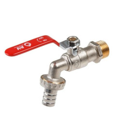 Кран водоразборный 1/2" нар. настенный со штуцером (вход 1/2" х выход 3/4") AV Engineering AVE166012