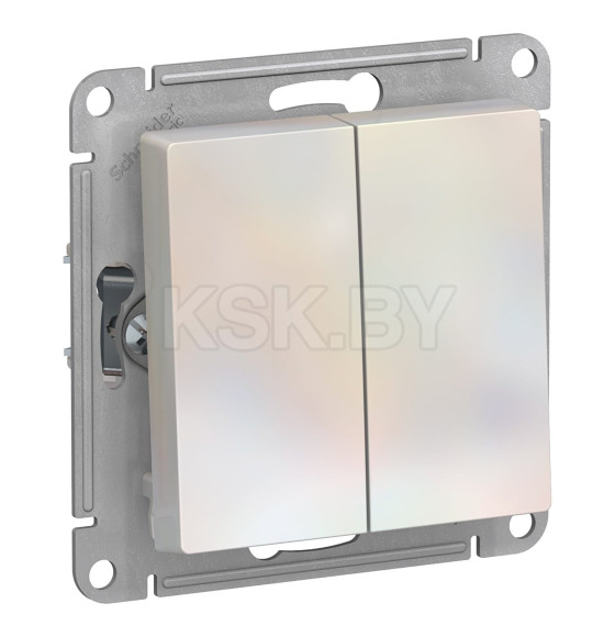 Переключатель 2-клавишный, сх.6/2, 10АХ, механизм, жемчуг, Schneider Electric Atlasdesign (ATN000465) 