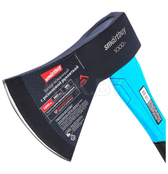 Топор 1000 гр кованный с фиберглассовой резиновой рукояткой Smartbuy tools SBT-AX-1000p2 (SBT-AX-1000p2) 