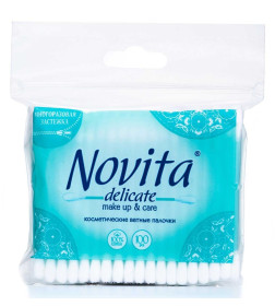 Ватные палочки  в п/э пакете NOVITA Delicate, 100 шт., 