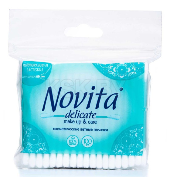 Ватные палочки  в п/э пакете NOVITA Delicate, 100 шт.,  (5906) 