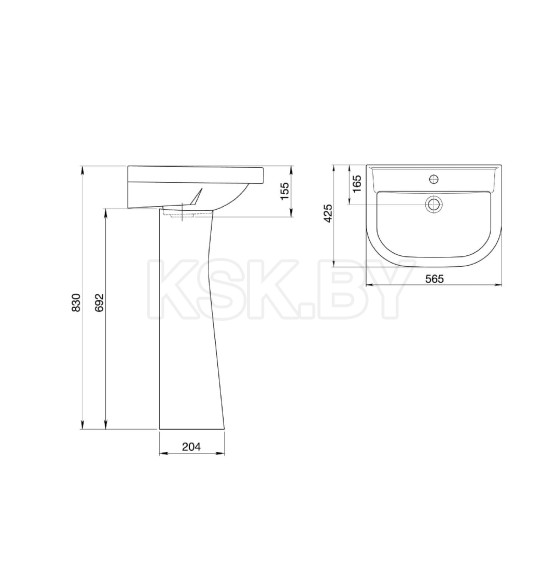 Умывальник Santeri PRO 56см 131155S0010B0 (131155S0010B0) 