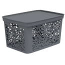 Корзина с крышкой Leaves 10 л 333x225x174 мм (серый) Полимербыт 4383701 (4383701) 