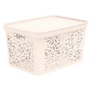 Корзина с крышкой Leaves 30 л 463x326x256 мм (молочный) Полимербыт 4383900 (4383900) 