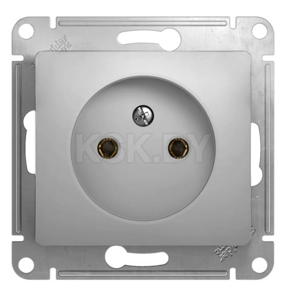 Розетка 1-я без з/к и шторками алюминий Schneider Electric Glossa (GSL000341) 