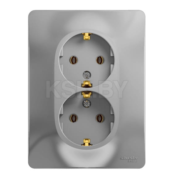 Розетка 2-я с з/к алюминий Schneider Electric Glossa (GSL000324) 
