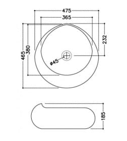 Умывальник накладной jaquar 480x470x190мм JDS-WHT-25903
