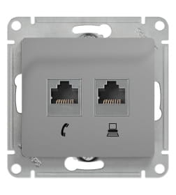 Розетка информ RJ11/RJ45 алюминий Schneider Electric Glossa