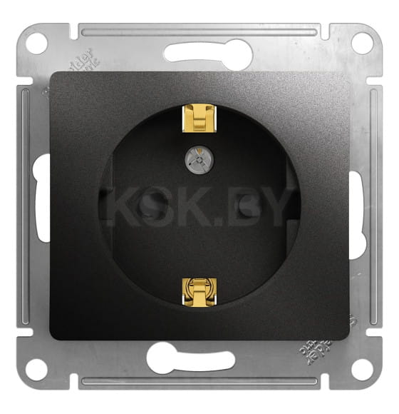 Розетка 1-я с з/к и шторками антрацит Schneider Electric Glossa (GSL000745) 