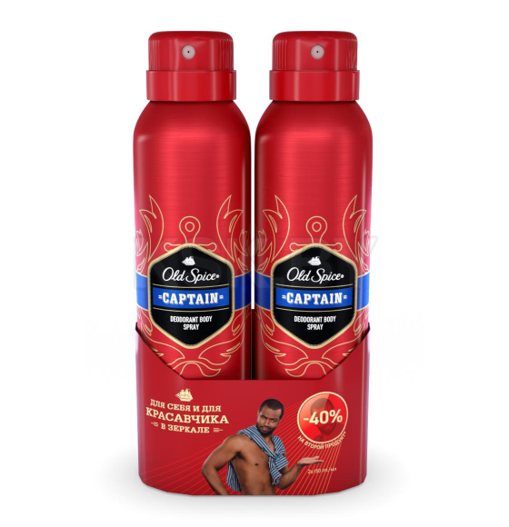 Дезодорант-антиперспирант спрей  Old Spice  2*150мл  Captain (2425) 