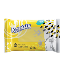 Салфетки влажные  Romax с ароматом ромашки,15 шт