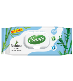 Салфетки влажные  Smile освежающие с экстрактом бамбука 120 шт. (с клапаном)