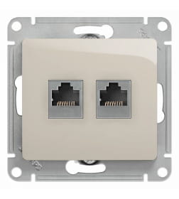 Розетка двойная RJ11+RJ45, кат.5E,механизм, молочный, Schneider Electric Glossa