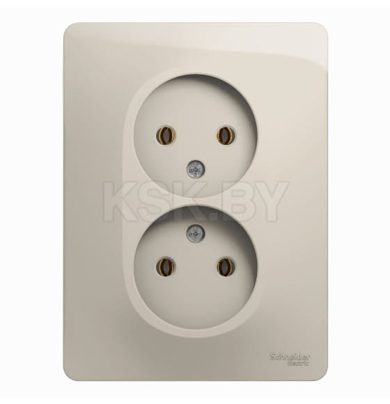 Розетка двойная без заземления,16А, 250В, в сборе,молочный, Schneider Electric Glossa (GSL000920) 