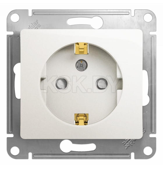 Розетка 1-я с з/к и шторками перламутр Schneider Electric Glossa (GSL000645) 