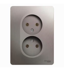 Розетка двойная без заземления,16А, 250В, в сборе,платина, Schneider Electric Glossa