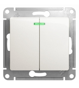 Выключатель 2кл.10А с индикацией перламутр Schneider Electric Glossa