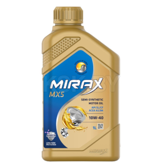 Масло моторное Mirax MX5 SAE 10w40 API SL/CF ACEA A3/B4 полусинт. 1л.