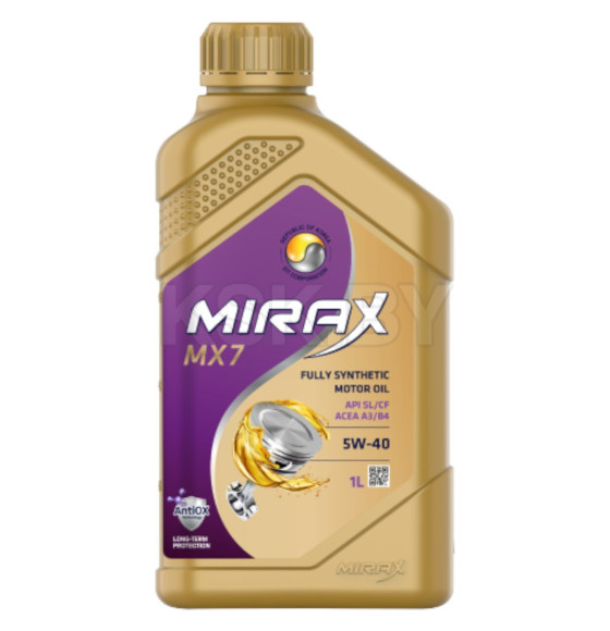 Масло моторное Mirax MX7 SAE 5w40 API SL/SF ACEA A3/B4 1л.