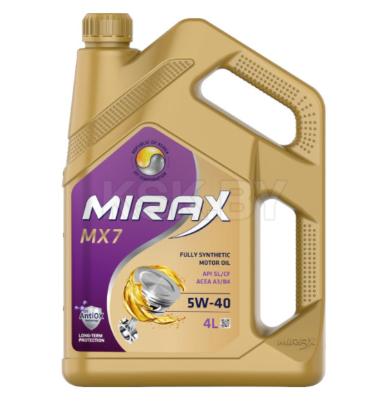 Масло моторное Mirax MX7 SAE 5w40 API SL/SF ACEA A3/B4 4л.