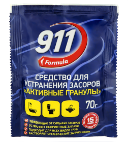 Средство для устранения засоров "911" "Активные гранулы" , саше по 70 г