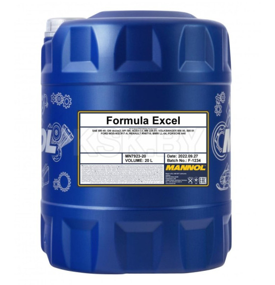 Масло моторное синтетическое Mannol Formula Excel 5W-40 API SN 20л (MN7923-20) 