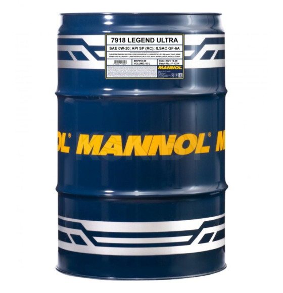 Масло моторное Mannol Legend Ultra 0W-20 API SN Plus RC ESTER 60л (MN7918-60) 