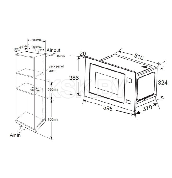 Микроволновая печь встраиваемая ZORG MIO251 S black (MIO251 S BL) 