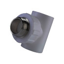 Тройник комбинированный 32х1" с наружной резьбой PPRC, серый Политэк (9510003201С) 