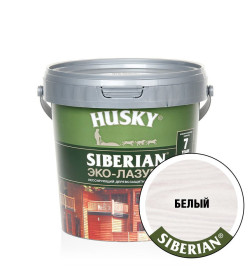 Лазурь для дерева-Эко HUSKY SIBERIAN, полуматовая белая 0,9л