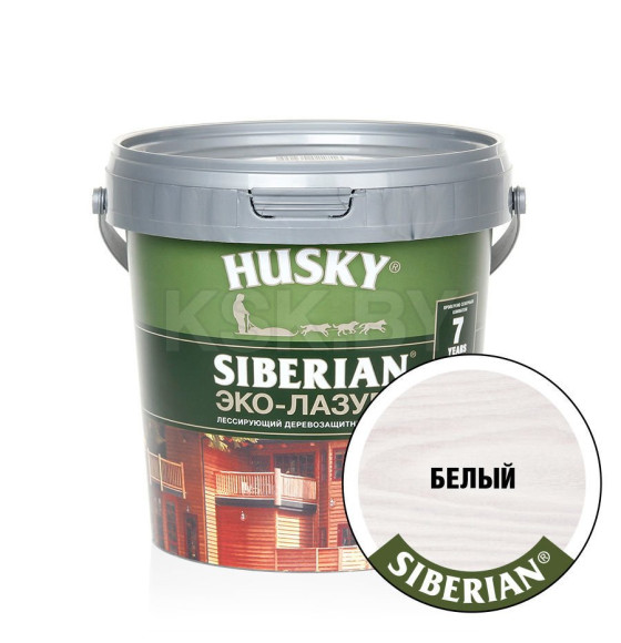 Лазурь для дерева-Эко HUSKY SIBERIAN, полуматовая белая 0,9л (25166) 