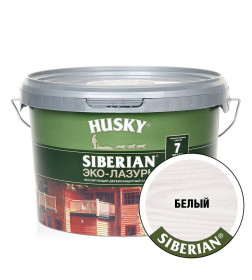 Лазурь для дерева-Эко HUSKY SIBERIAN, полуматовая белая 2,5л