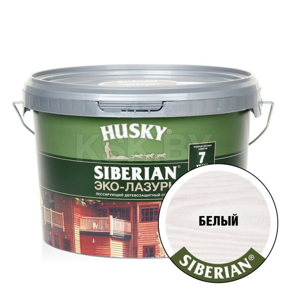 Лазурь для дерева-Эко HUSKY SIBERIAN, полуматовая белая 2,5л (25192) 