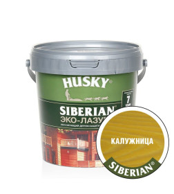 Лазурь для дерева-Эко HUSKY SIBERIAN, полуматовая калужница (сосна) 0,9л