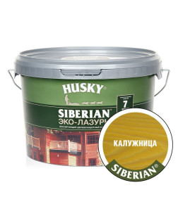 Лазурь для дерева-Эко HUSKY SIBERIAN, полуматовая калужница (сосна) 2,5л